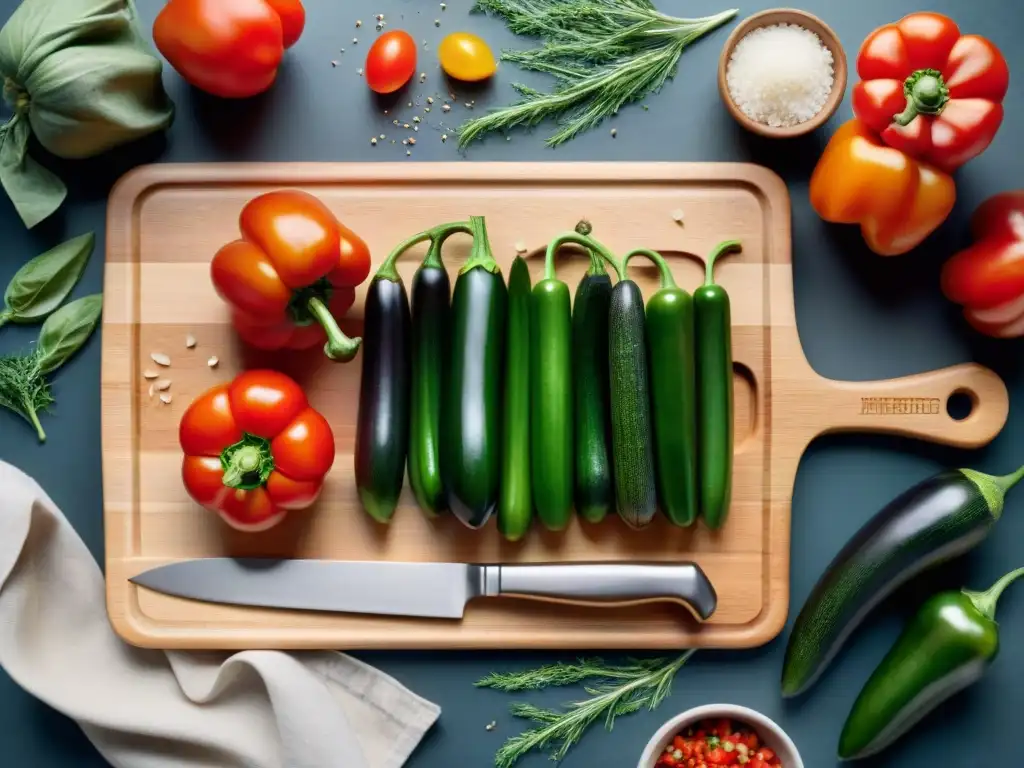 Preparar ratatouille receta tradicional francesa con ingredientes frescos y coloridos sobre tabla de cortar de madera rústica