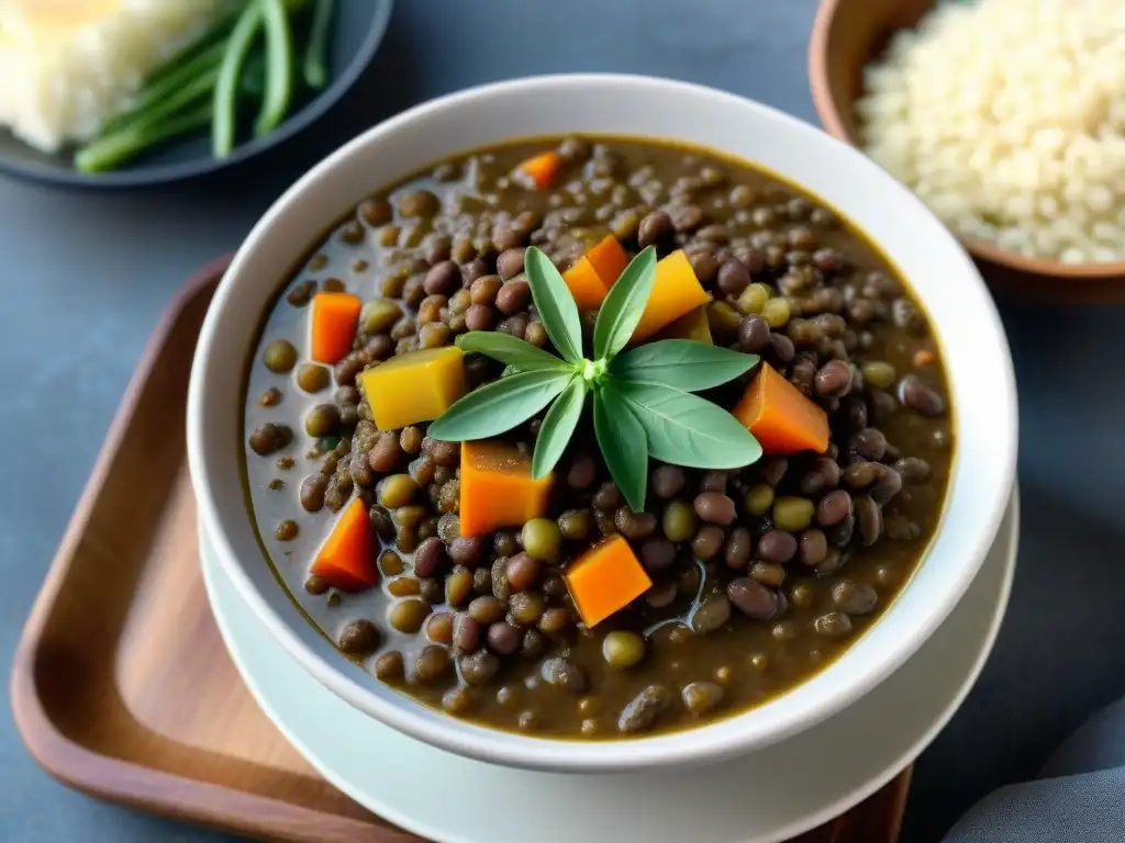 Un reconfortante guiso francés de lentejas con vegetales, resaltando los beneficios de la cocina francesa