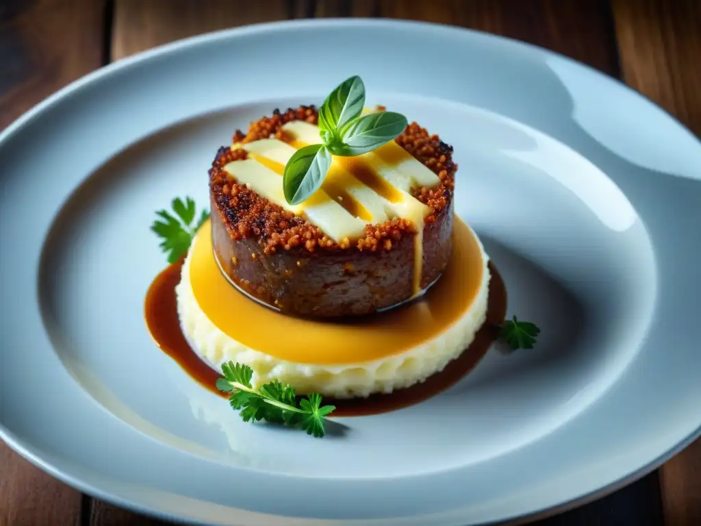 Una reinterpretación moderna de Hachis Parmentier, receta auténtica pastel carne francés