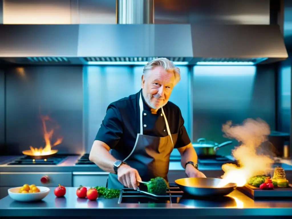 El renombrado chef francés Pierre Gagnaire en su cocina moderna francesa innovadora, mostrando su pasión y creatividad culinaria