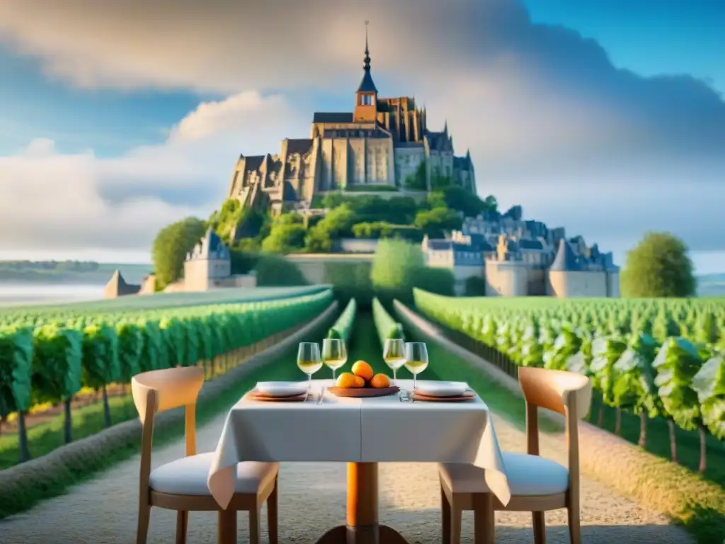 Un restaurante ecológico francés en un paisaje pintoresco con prácticas sostenibles y vistas a Mont Saint-Michel