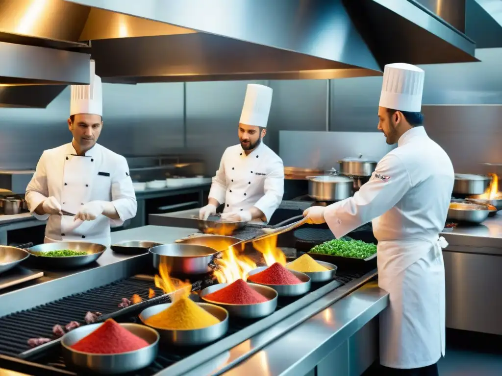 Dentro de un restaurante con estrella Michelin en Borgoña, un chef experto crea exquisitos platos rodeado de ingredientes frescos