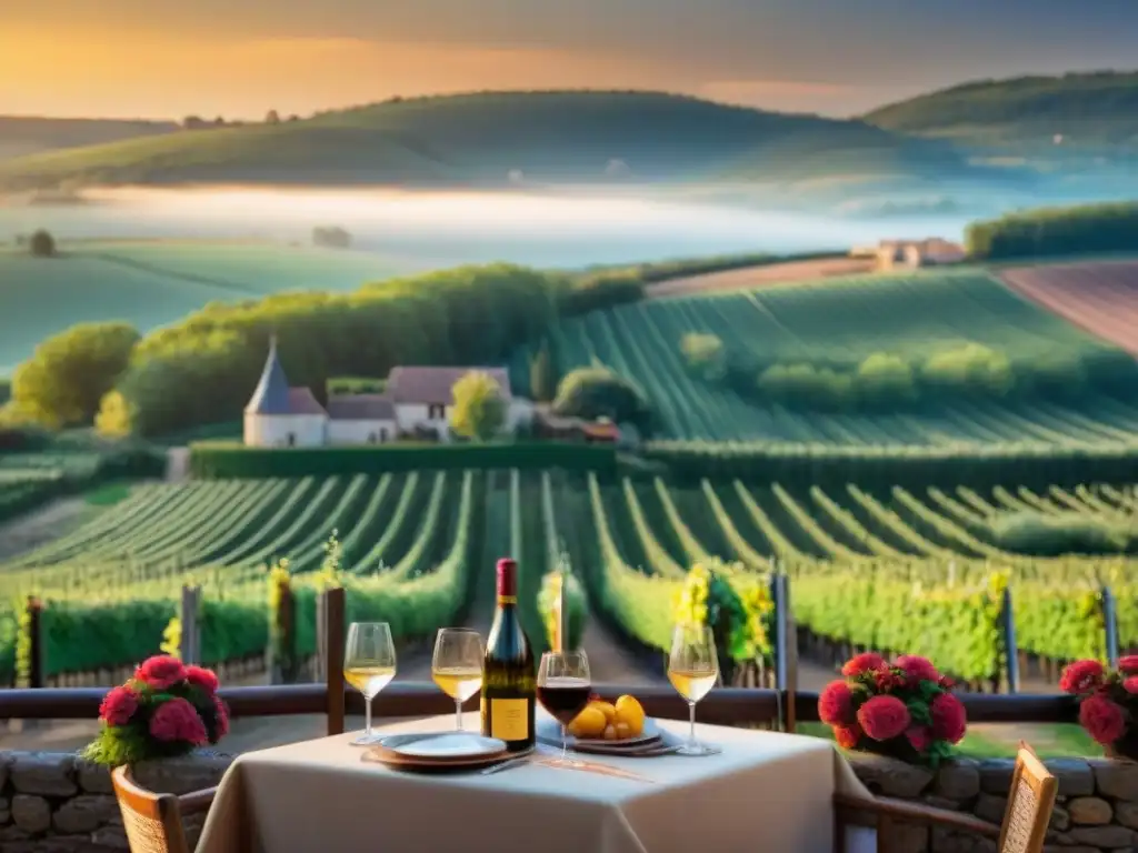 Un restaurante familiar en Borgoña con viñedos al atardecer