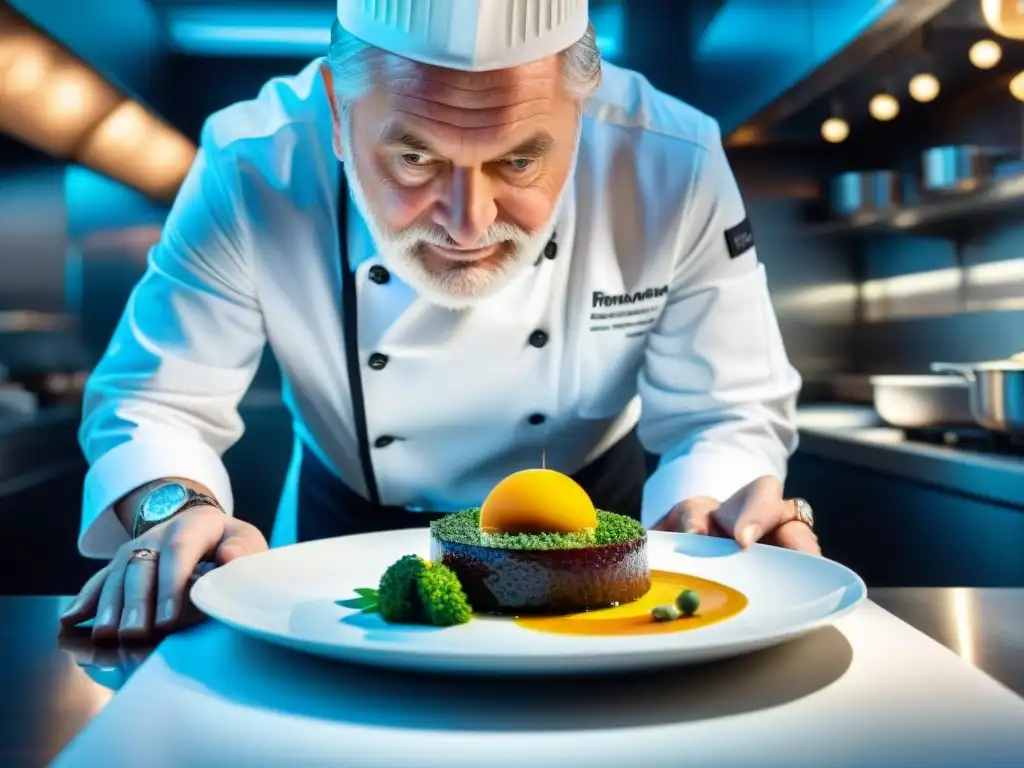 Chef Pierre Gagnaire en su restaurante con innovación gastronómica francesa