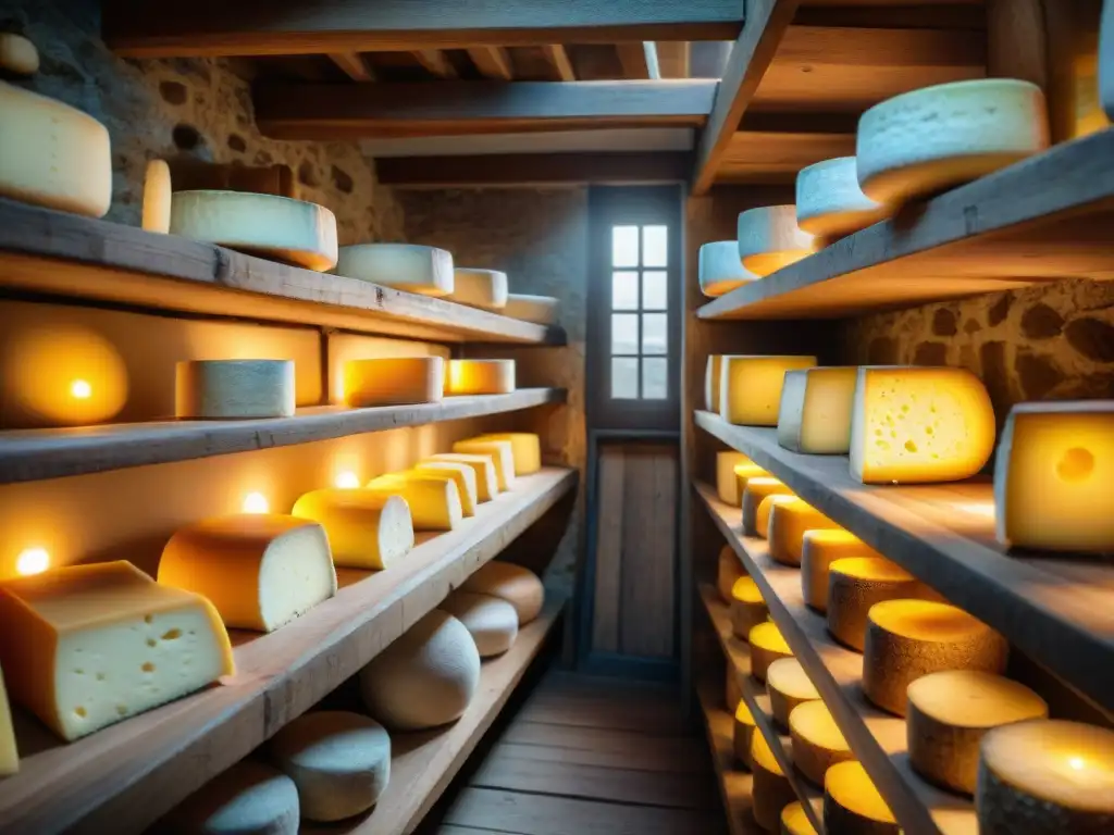 Un rincón cautivador de la producción tradicional de queso Cantal, resaltando el sabor robusto del queso Cantal