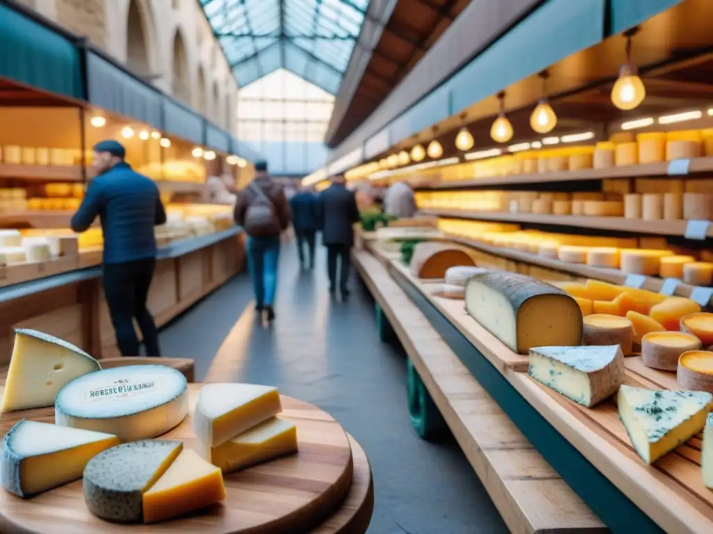 Explora rincones culinarios emblemáticos de Lyon en un bullicioso mercado de quesos franceses