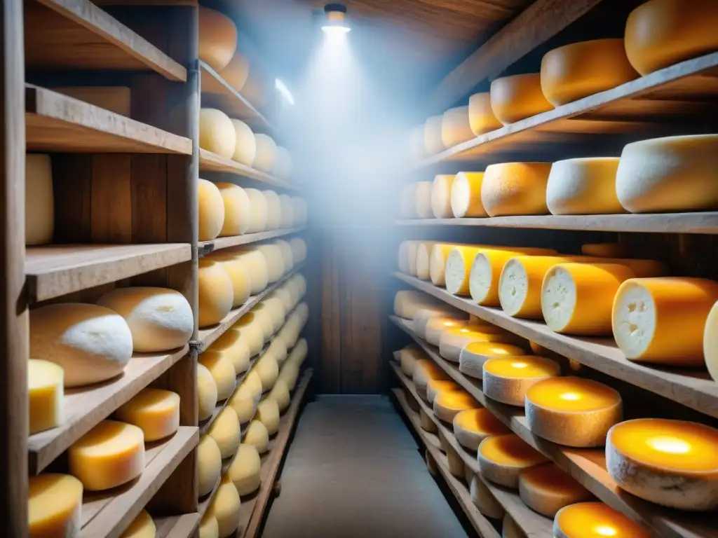 Rueda de Queso Maroilles madurando en bodega: tradición culinaria francesa