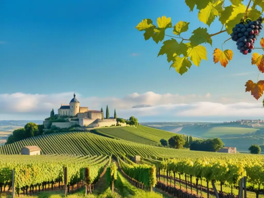 Explora las Rutas del Vino Tinto Francia con este paisaje de viñedos en Bordeaux