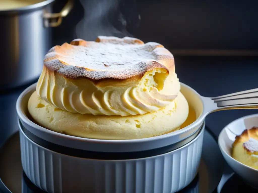 El secreto para que tu soufflé perfecto suba siempre: detalle del dorado y esponjoso soufflé en el horno