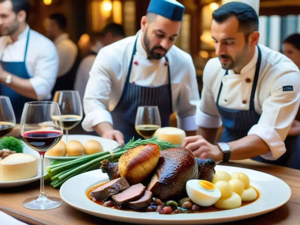 Descubre los secretos culinarios de Lyon Francia en un bullicioso bouchon tradicional lleno de vida y sabor