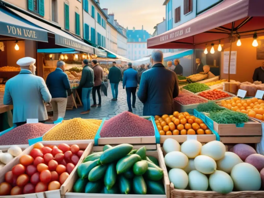 Descubre los secretos culinarios de Lyon, Francia, en un bullicioso mercado al aire libre