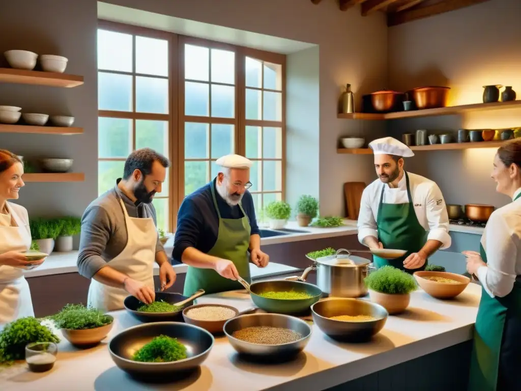 Un seminario culinario en una cocina francesa tradicional, donde se mezcla historia gastronomía francesa e influencia cultural