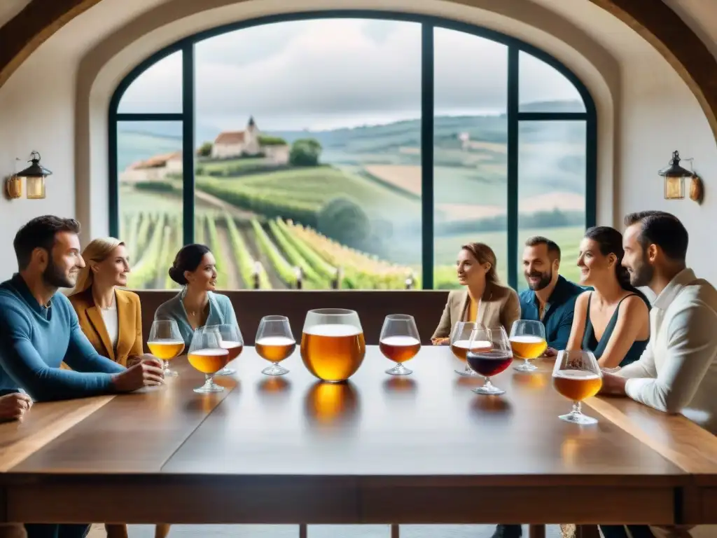 Degustación de sidras con sabores únicos en la elegante ambientación francesa, rodeados de connoisseurs concentrados