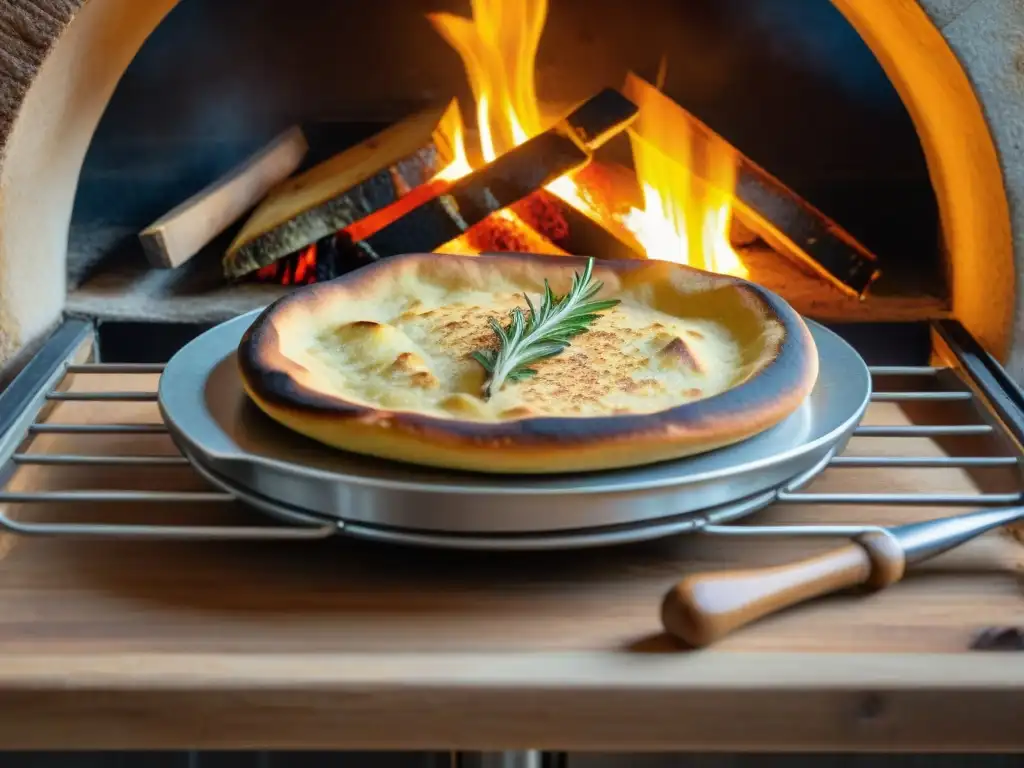 Una socca dorada y crujiente se cocina en horno de piedra en cocina provenzal