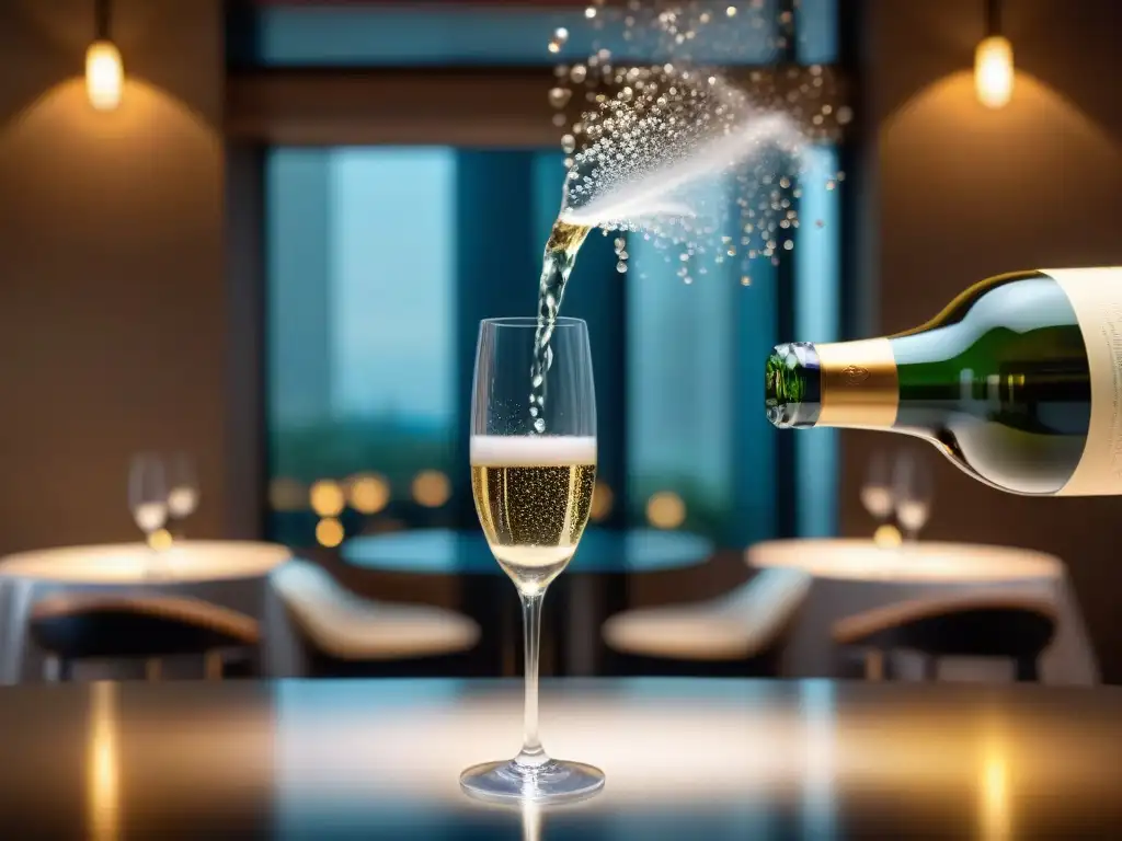 Un sommelier experto sirve Champagne como Connoisseur, mostrando burbujas y elegancia en un exclusivo salón de cata