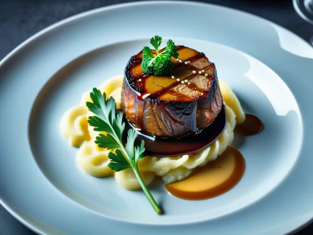 Suntuoso Tournedos Rossini sobre puré de papas trufado, foie gras y salsa demiglace