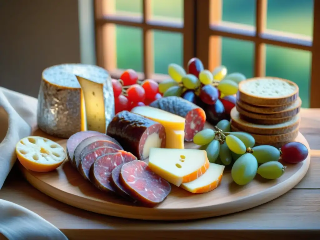 Una tabla francesa con embutidos, quesos y pan, resalta la artesanía y cultura de la fermentación láctica en la gastronomía francesa