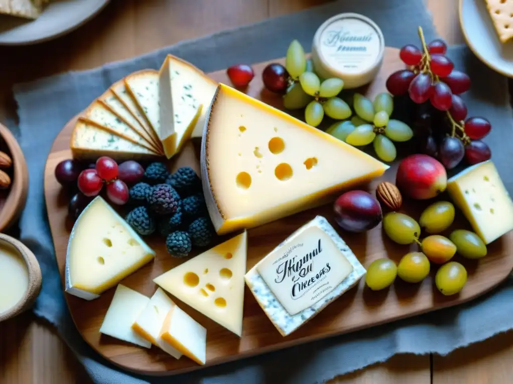 Una tabla de quesos franceses para regalar, con una exquisita selección y presentación elegante en una atmósfera de fromagerie tradicional