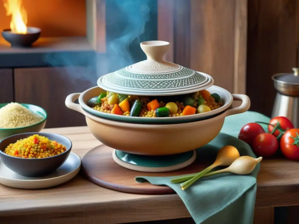 Un tajín exquisitamente diseñado en una acogedora cocina francesa