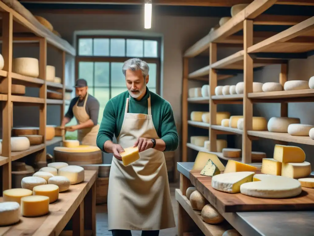 Un taller de elaboración de queso con ambiente acogedor y diversidad de participantes aprendiendo con entusiasmo