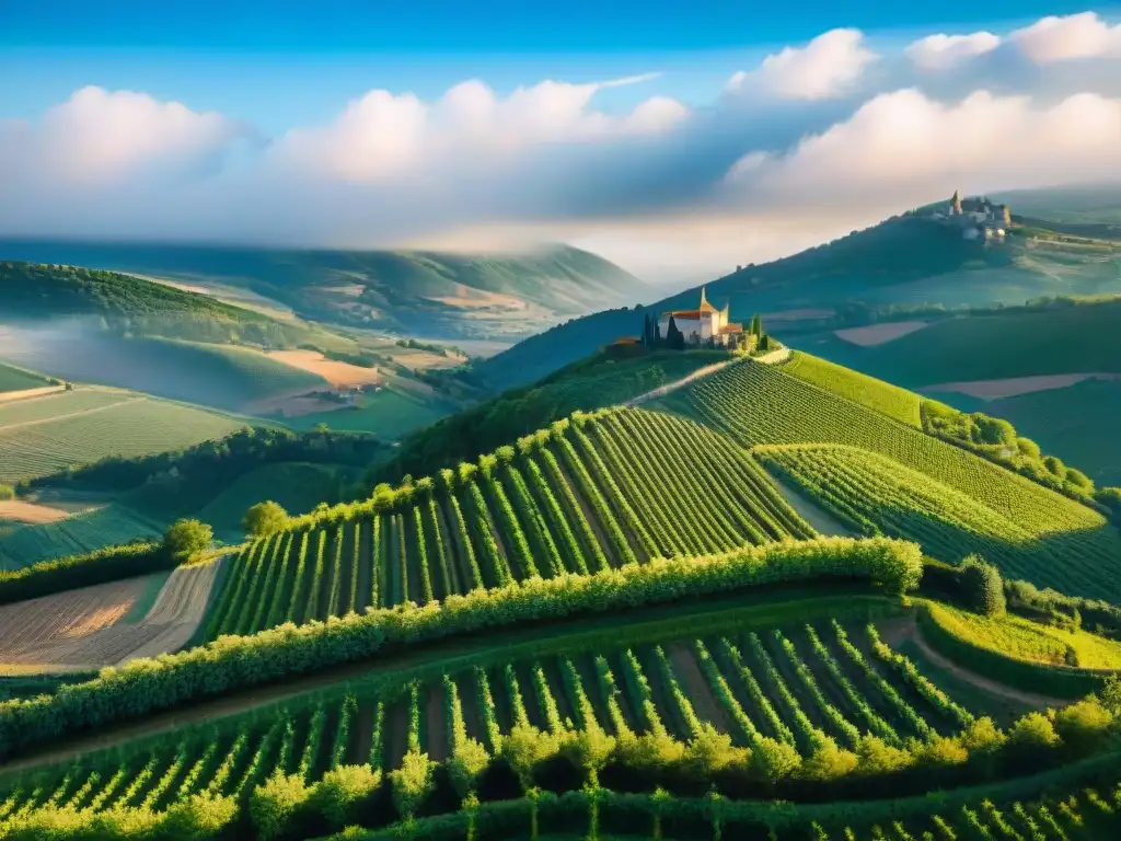 Terroir único de vinos en Borgoña: colinas de viñedos, muros de piedra y un paisaje pintoresco francés