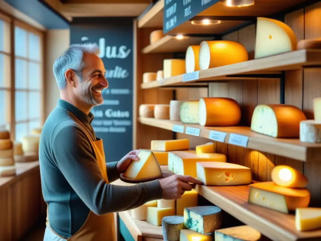 Una tienda de quesos franceses con encanto, ofreciendo las mejores aplicaciones para amantes de queso francés