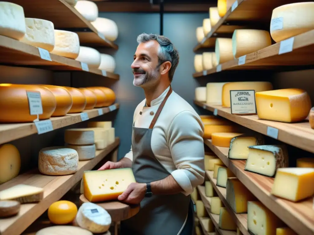 Una tienda de quesos franceses con una gran variedad de quesos artesanales, perfecta para los amantes del queso francés