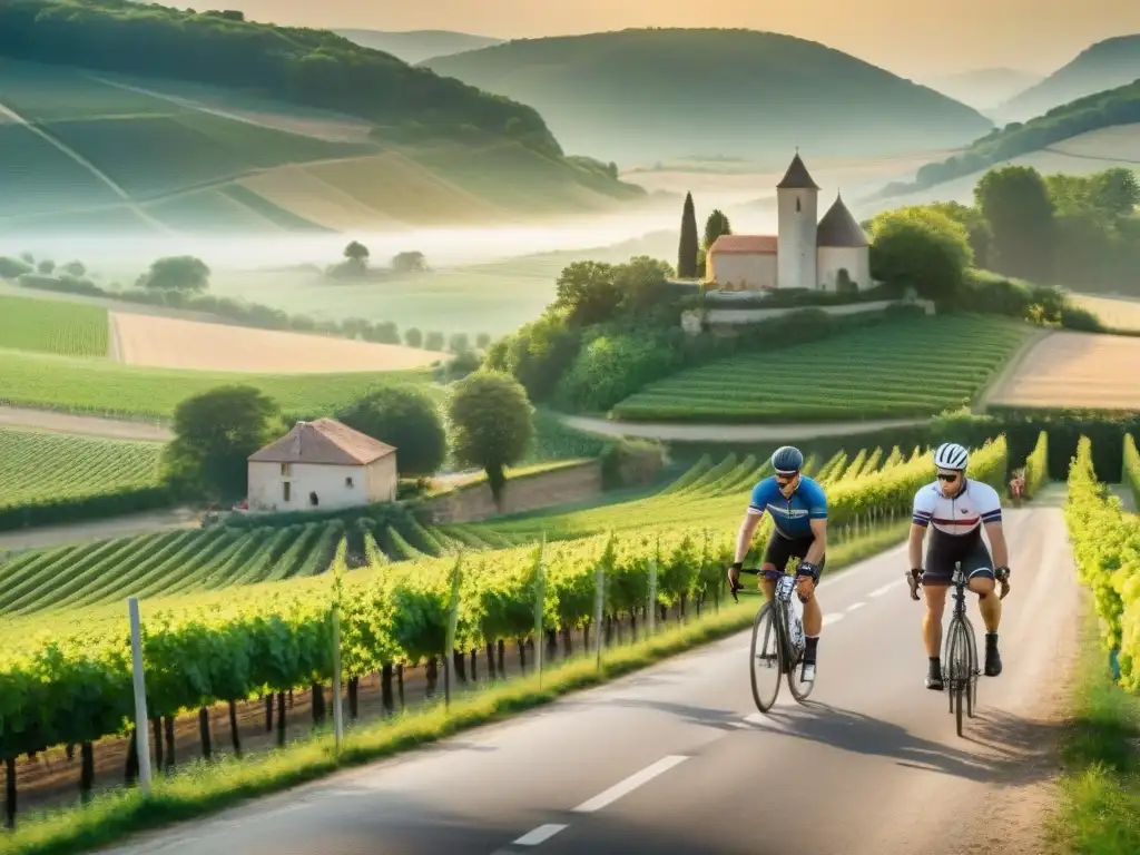 Un tour gastronómico en bicicleta por la encantadora campiña francesa al atardecer