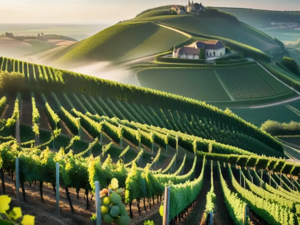 Trabajadores cosechando uvas en Champagne, enfatizando la Importancia del Champagne en Francia