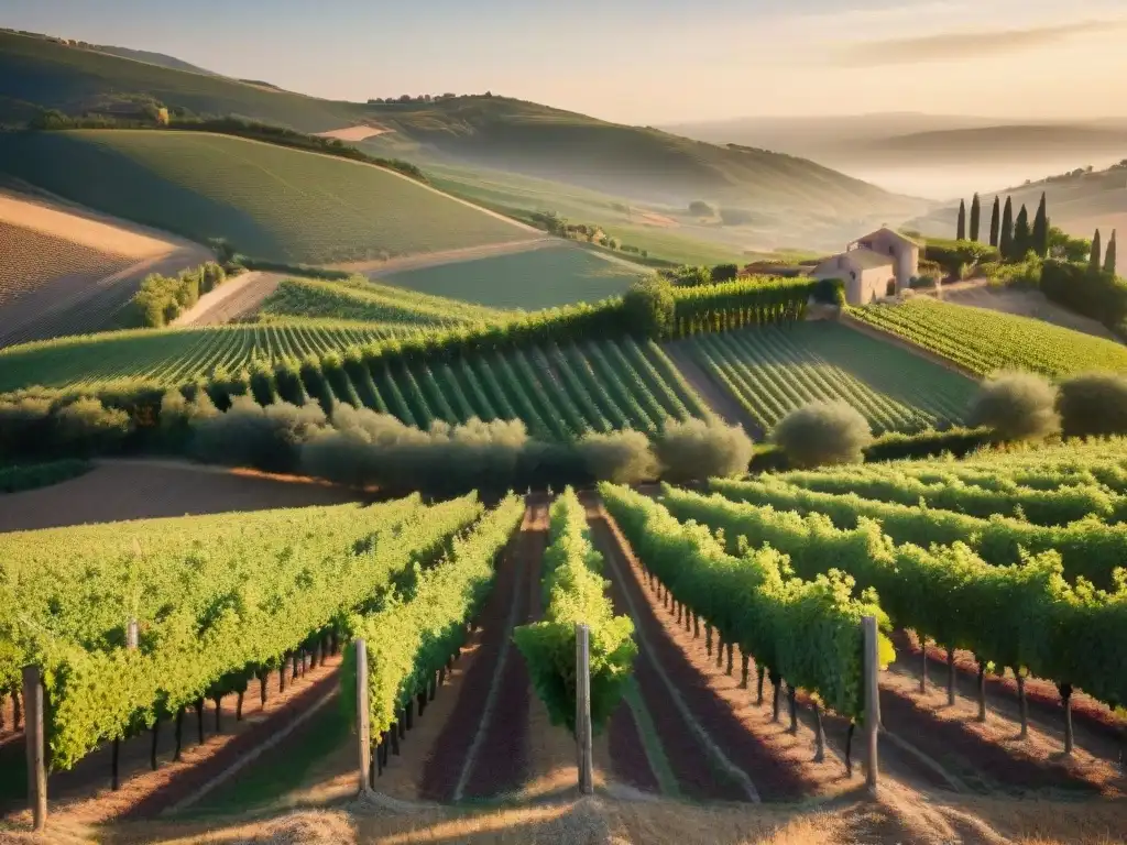 Trabajadores recolectando uvas rojas en viñedo de Provenza al atardecer