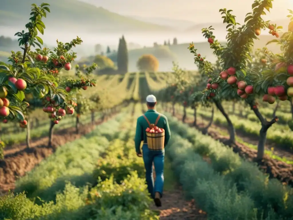 Variedades de sidras fermentadas francesas en un hermoso huerto de manzanas en la campiña francesa