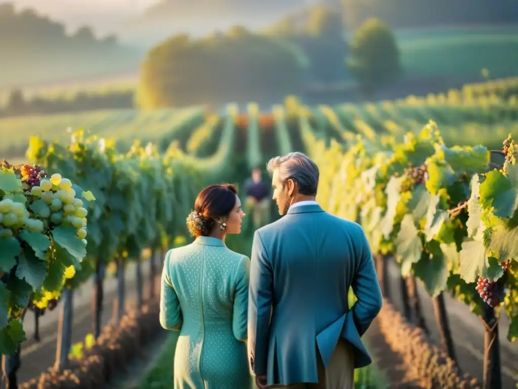 Experimentando la vendimia en Champagne Francia: viticultores locales seleccionan uvas en la mañana, con un paisaje sereno al fondo