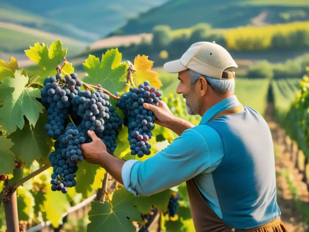 Vendimia en el Valle del Ródano: Agricultores seleccionando uvas en los viñedos con pasión y tradición