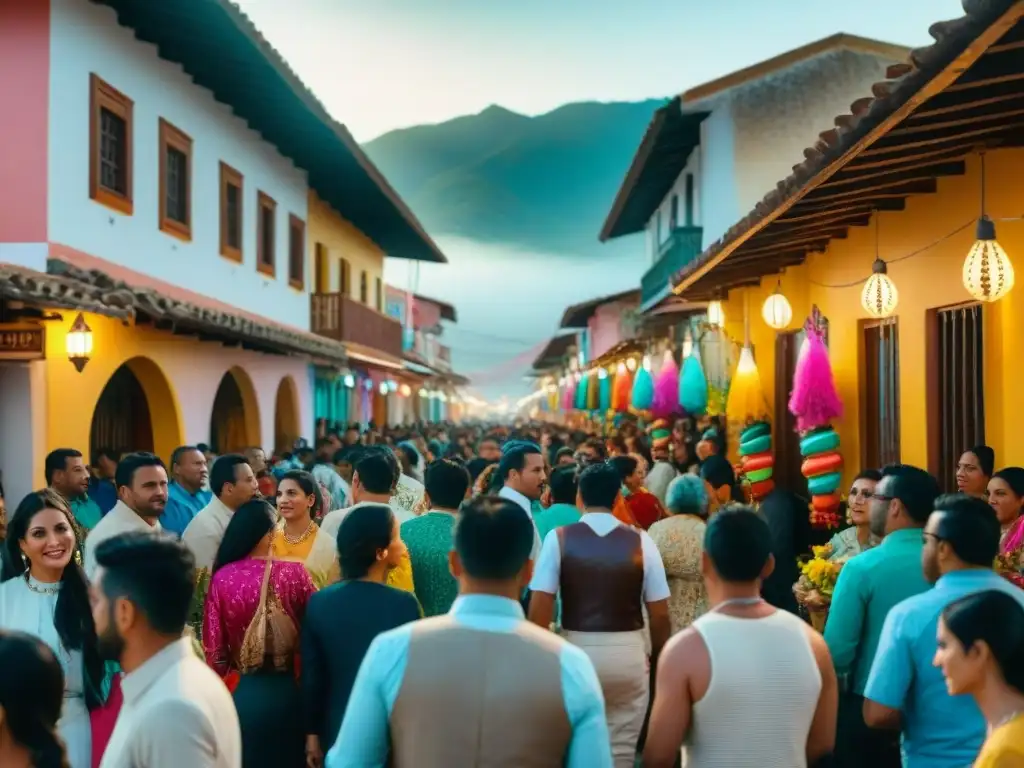 Vibrante calle de Guadalupe en Pascua, con platos típicos festivos y vestimenta tradicional