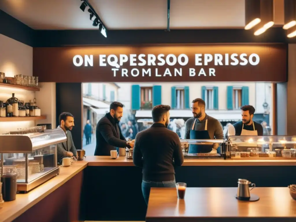 Vibrante contraste cultural: bar italiano con espresso vs