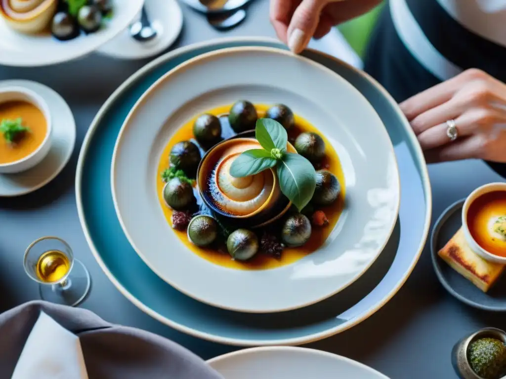 Una vibrante escena de Cenas PopUp gastronomía francesa con exquisitos platillos y chefs en acción, evocando elegancia y creatividad culinaria