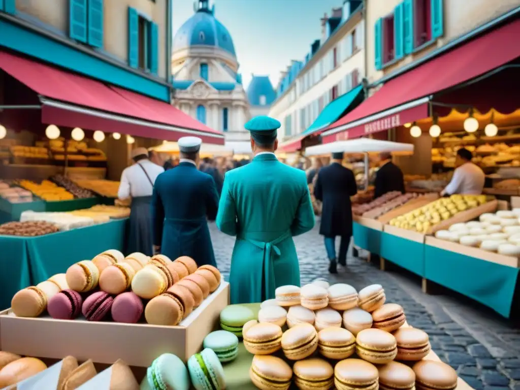 Vibrante escena de mercado francés con gastronomía tradicional e innovadora influencia