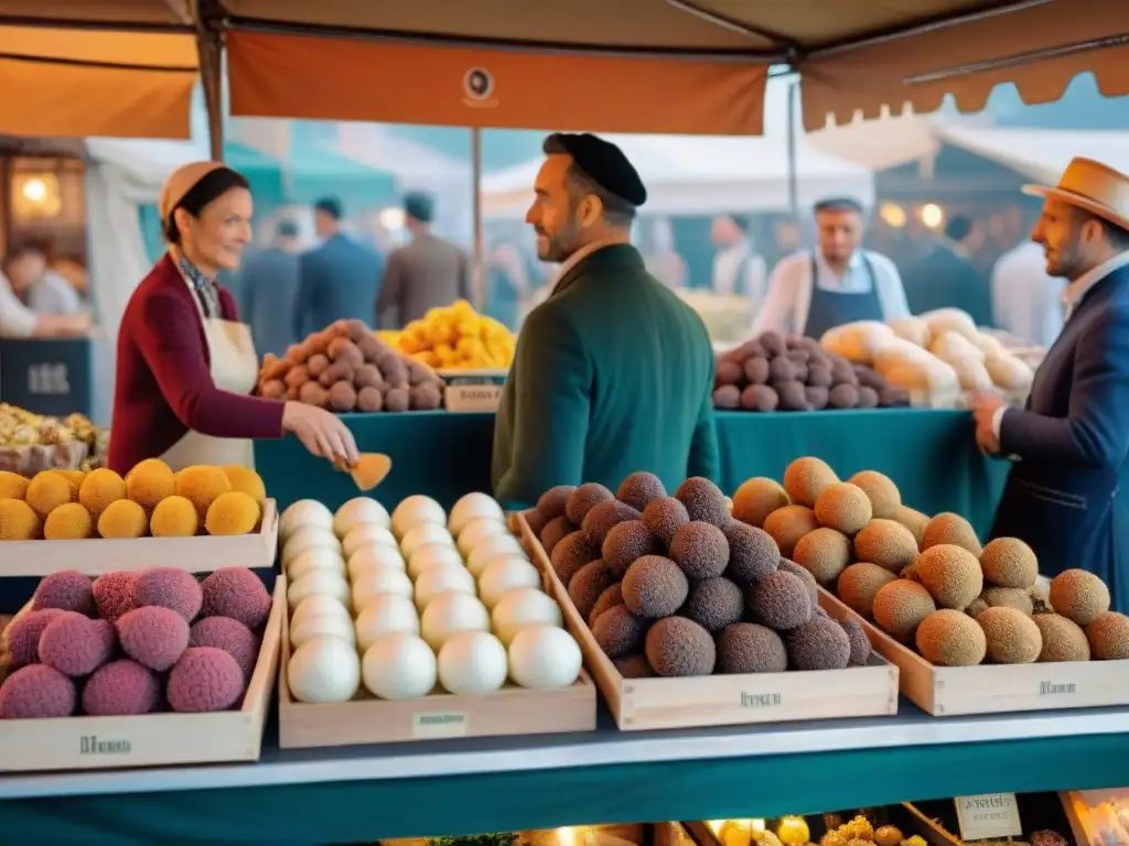 Vibrante escena en mercado francés del siglo XX: ingredientes franceses evolución cocina