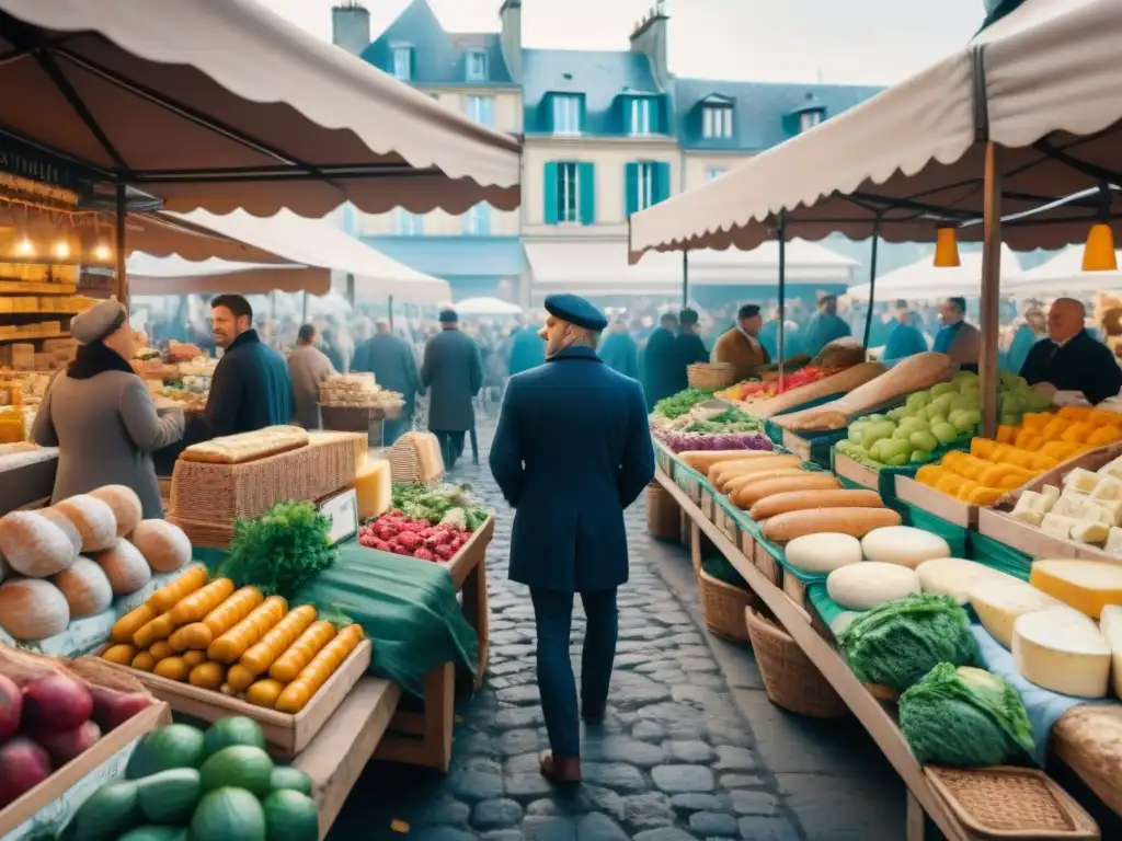 Vibrante escena de mercado francés con influencia cultura francesa tendencias culinarias