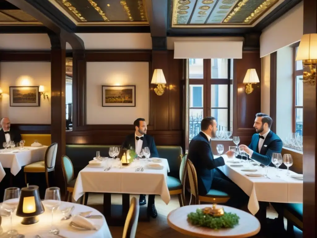 Vibrante escena en un restaurante francés con una experiencia culinaria inolvidable