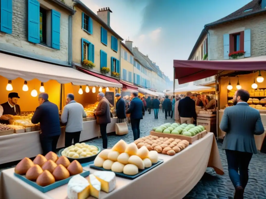 Vibrante festival gastronómico en Francia: locales y turistas disfrutan de delicias francesas en una plaza pintoresca