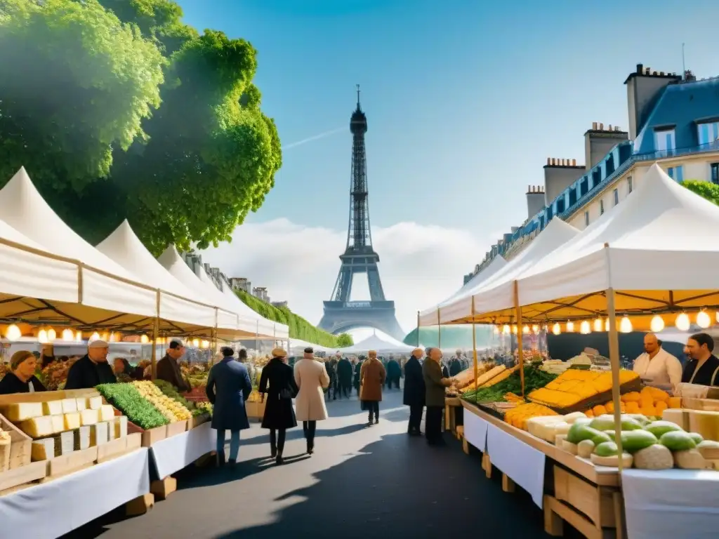 Un vibrante mercado de agricultores en París durante el Festival Gastronomía Orgánica Francia