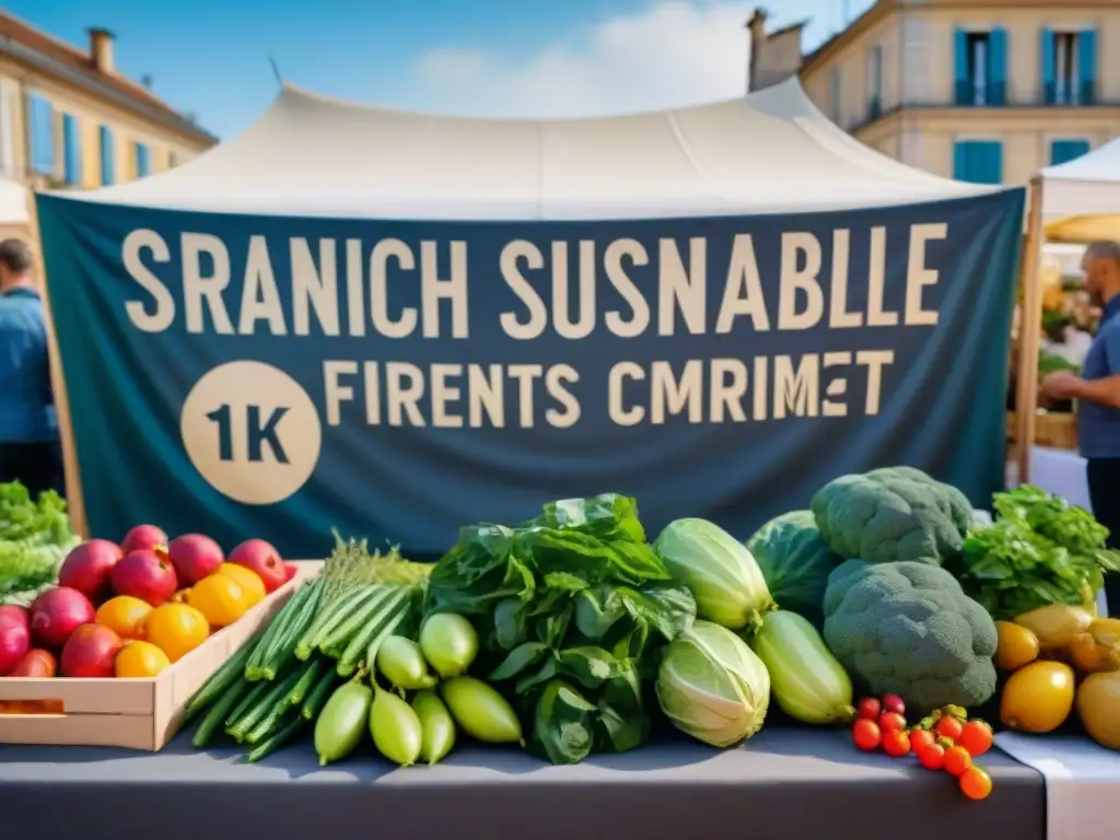 Un vibrante mercado de agricultores en Francia: frutas y verduras locales, consumidores conscientes y prácticas sostenibles