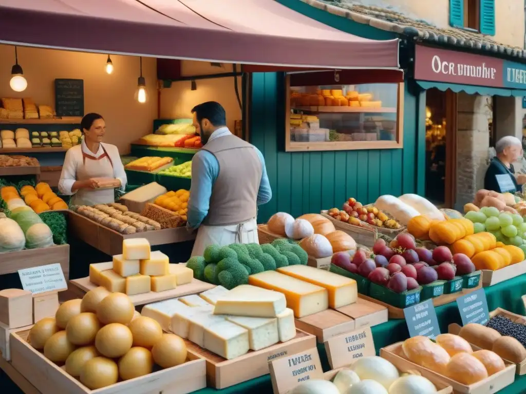 Un vibrante mercado al aire libre en Francia, influencia gastronomía francesa en mundo