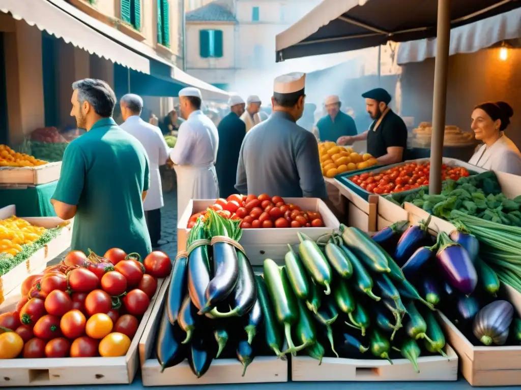 Vibrante mercado al aire libre en Provenza, Francia, con vegetales frescos