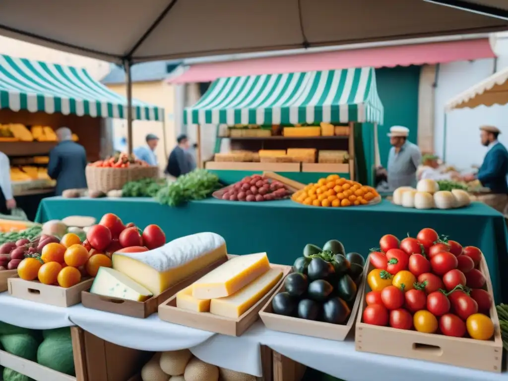 Vibrante mercado francés al aire libre con productos frescos y cocina francesa recetas tradicionales