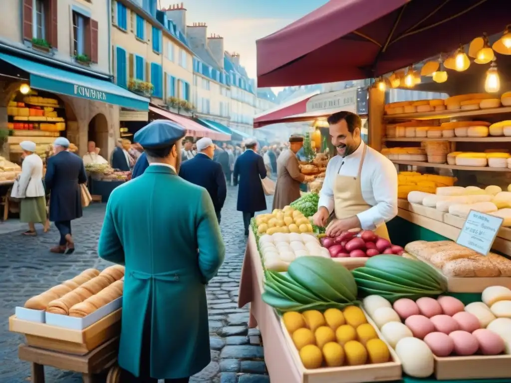 Un vibrante mercado francés con cocina tradicional, influencia cultural y delicias culinarias