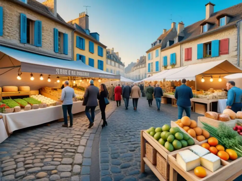 Un vibrante mercado francés con innovaciones culinarias en cocina francesa