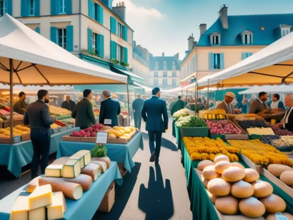 Vibrante mercado francés, reflejo de la evolución gastronomía francesa e influencia cultural