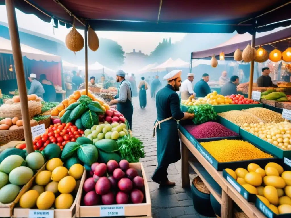 Un vibrante mercado francés, reflejo de la influencia cultural gastronómica francesa